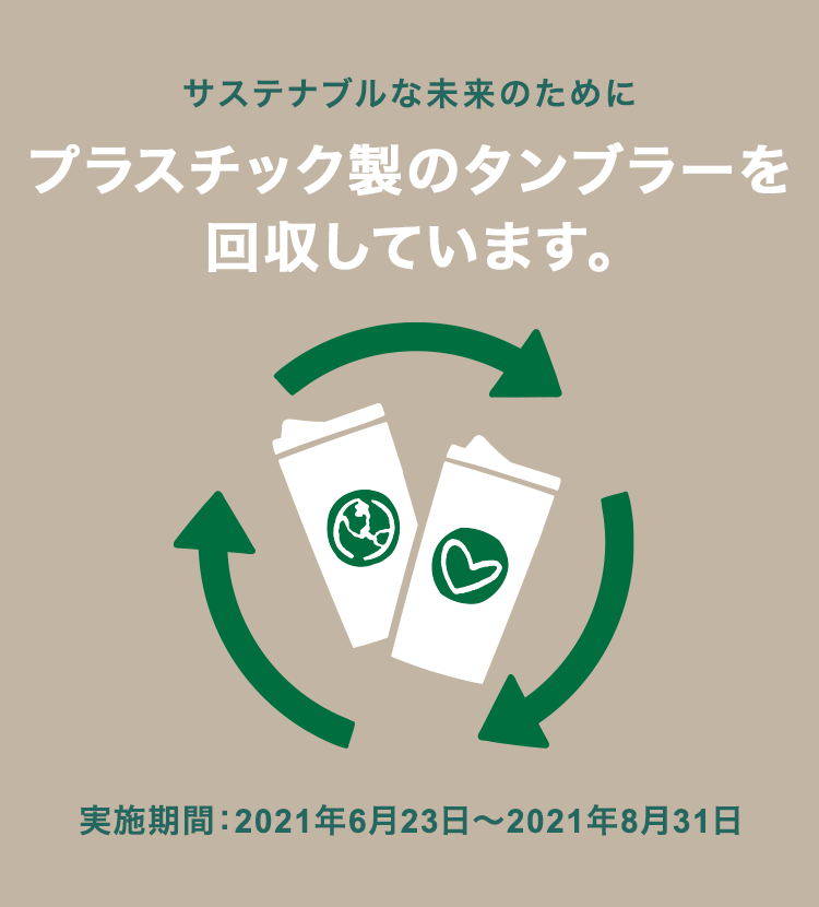 サステナブルな未来のためにプラスチック製のタンブラーを回収しています スターバックス コーヒー ジャパン